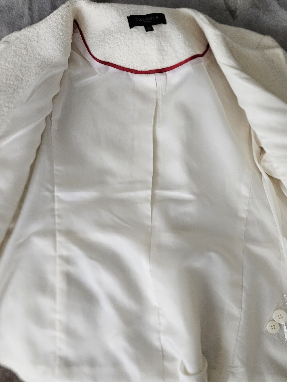 NWOT TALBOTS Feminine Boiled Wool Winter White Jacket | SZ 8P - Picture 10 of 14